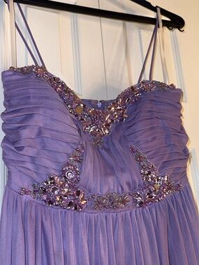 City Studio Lavender Spaghetti-Strap Chiffon Gown